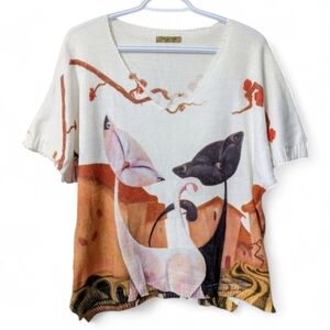 Like New! Beyond Capri Knit Tunic Top, Cats Print